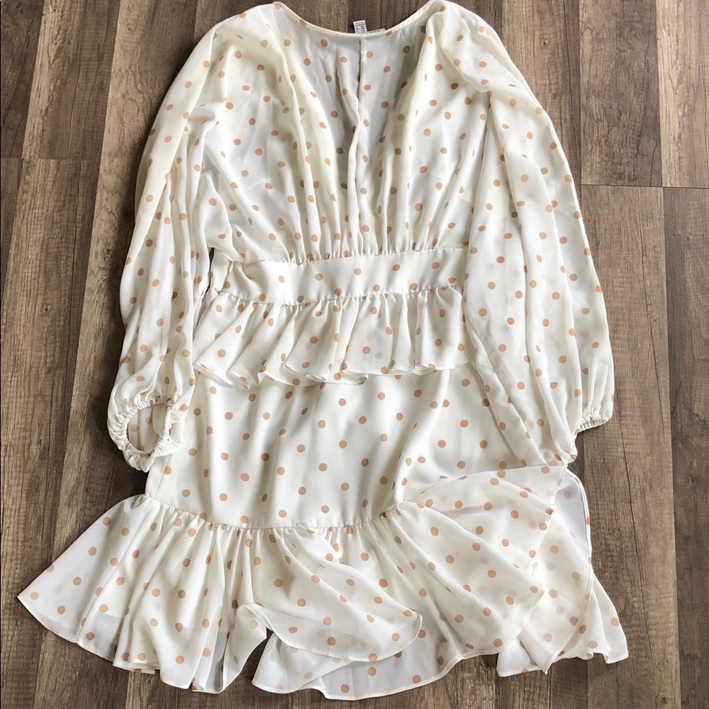 Shona Joy Sophia Plunged Ruffle Mini Polka Dot Dress 8 - Picture 13 of 14